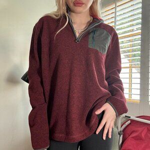 Vintage G.H. Bass Maroon Fleece Half-Zip Pullover (M)